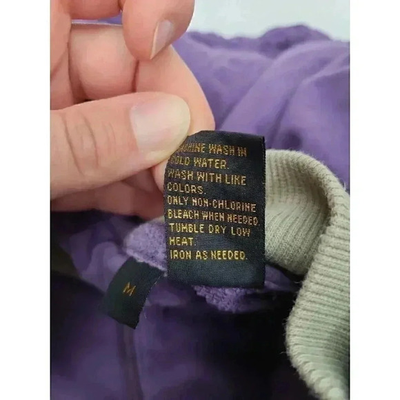 Vintage Eddie Bauer Hooded Sweatshirt Women's Size Med Purple & Grey 1/2 Zip Y2K - Picture 7 of 9